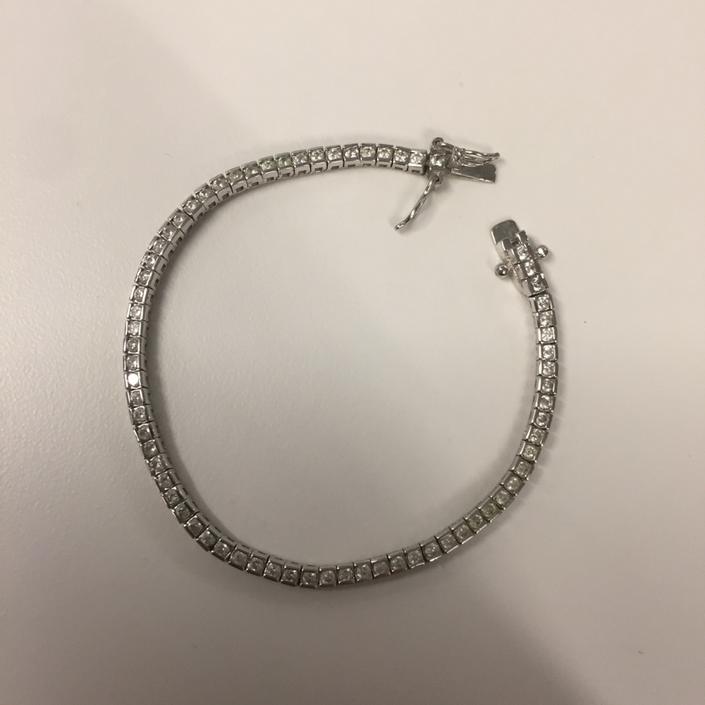 Cubic Zirconia Sterling Silver Tennis Bracelet